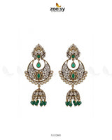 Rich Chandbali zirconia earrings featuring intricate designs and radiant stones, perfect for elegant occasions.
