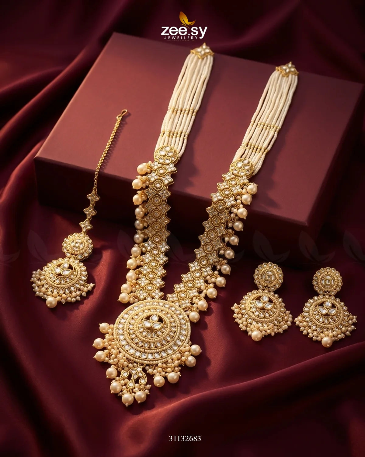 Rich Round Kundan Malla Set Malla Necklace - Zeesy Jewellery Pakistan | Premium Artificial & Imitation Jewellery