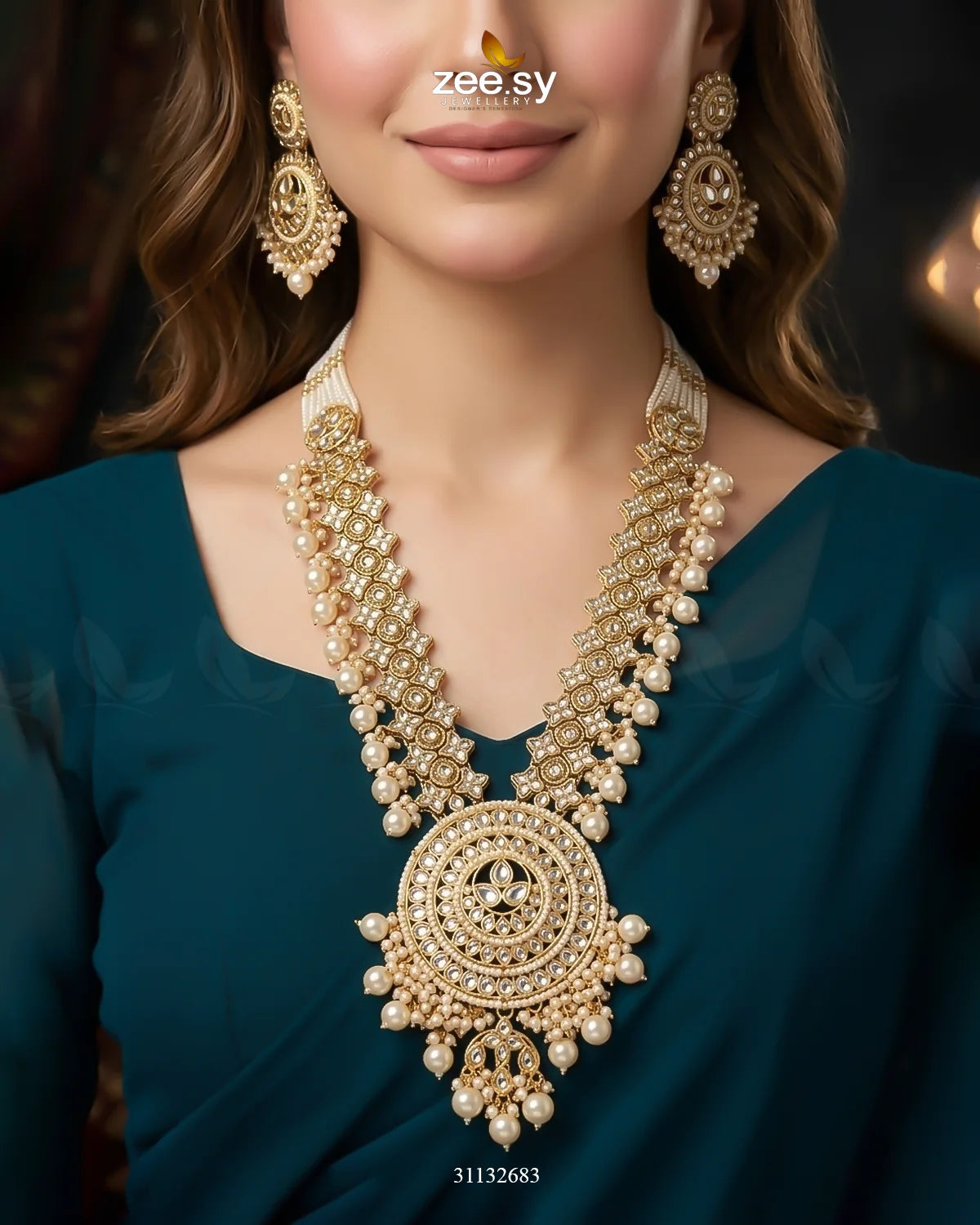 Rich Round Kundan Malla Set Malla Necklace - Zeesy Jewellery Pakistan | Premium Artificial & Imitation Jewellery