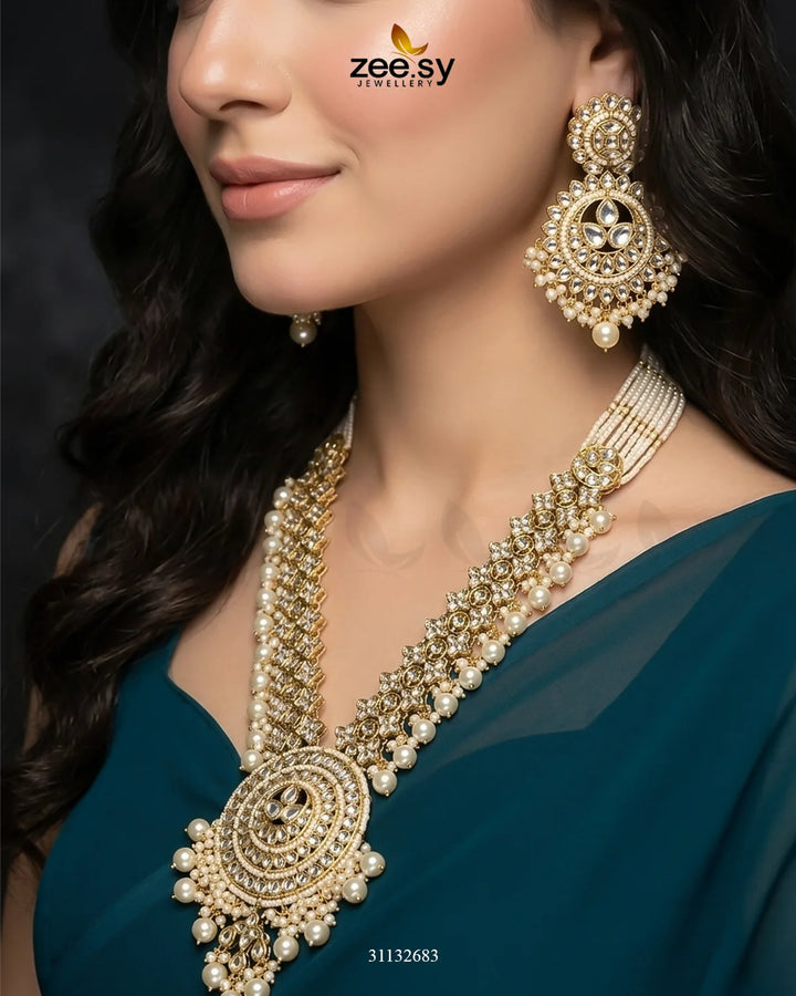 Rich Round Kundan Malla Set Malla Necklace - Zeesy Jewellery Pakistan | Premium Artificial & Imitation Jewellery