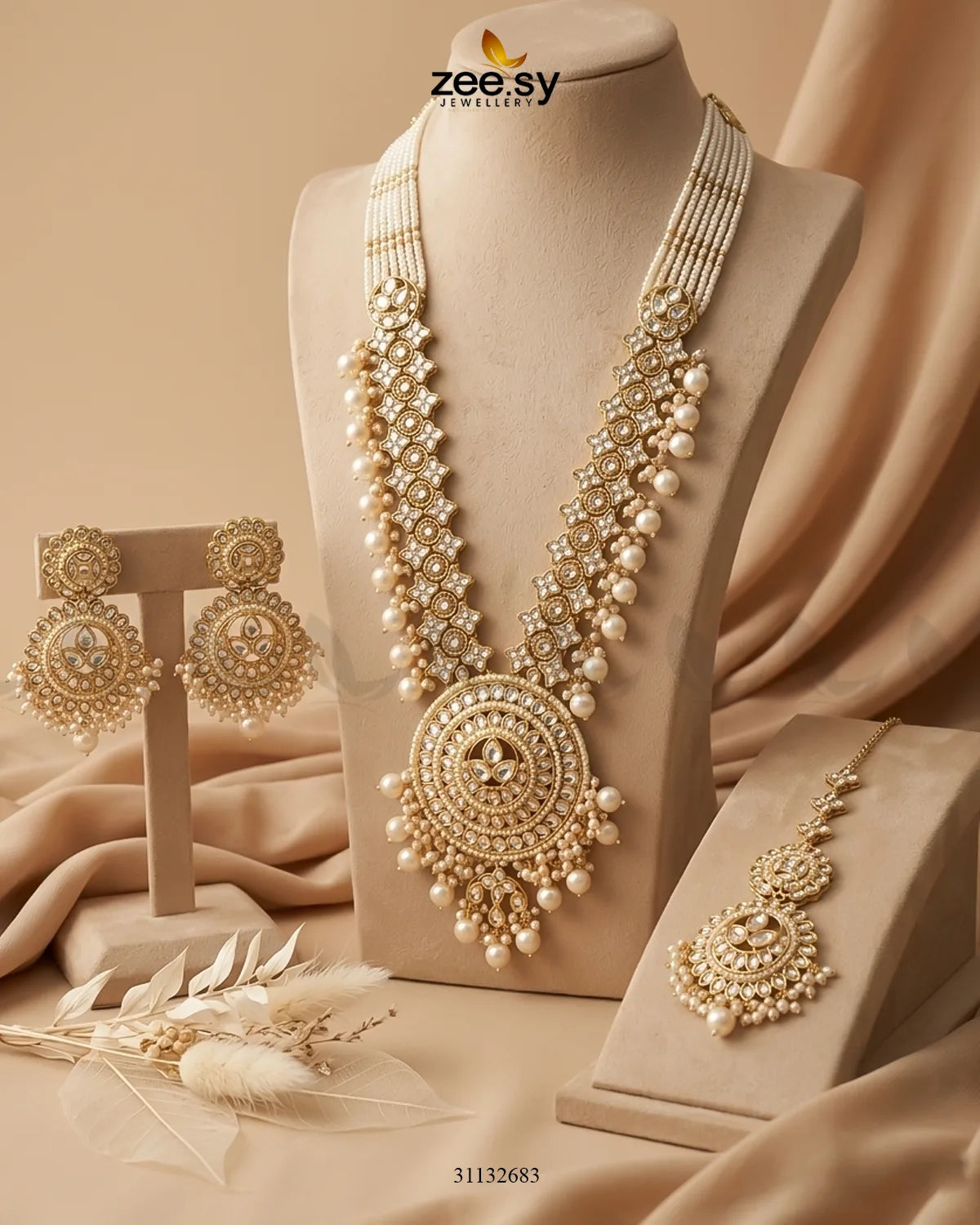Rich Round Kundan Malla Set Malla Necklace - Zeesy Jewellery Pakistan | Premium Artificial & Imitation Jewellery