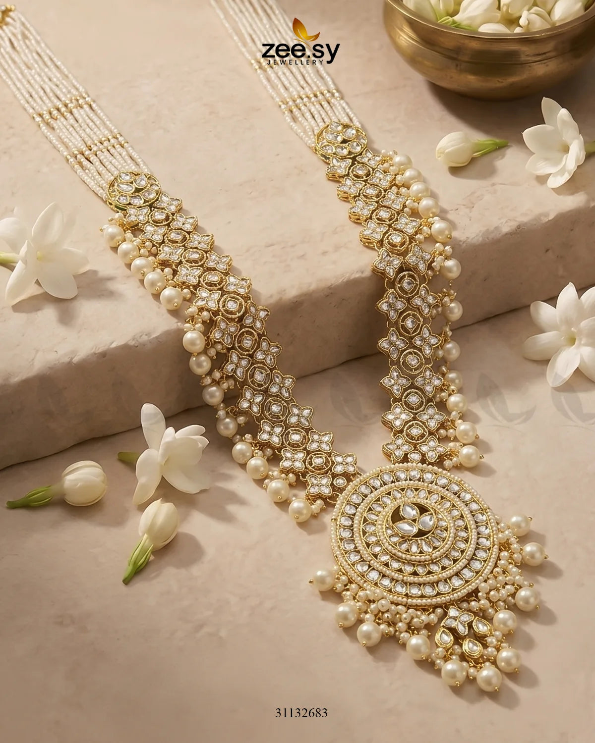 Rich Round Kundan Malla Set Malla Necklace - Zeesy Jewellery Pakistan | Premium Artificial & Imitation Jewellery