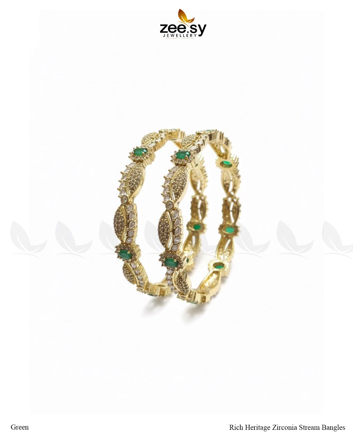 Rich Heritage Zirconia Stream Bangles - Green - Zeesy Jewellery