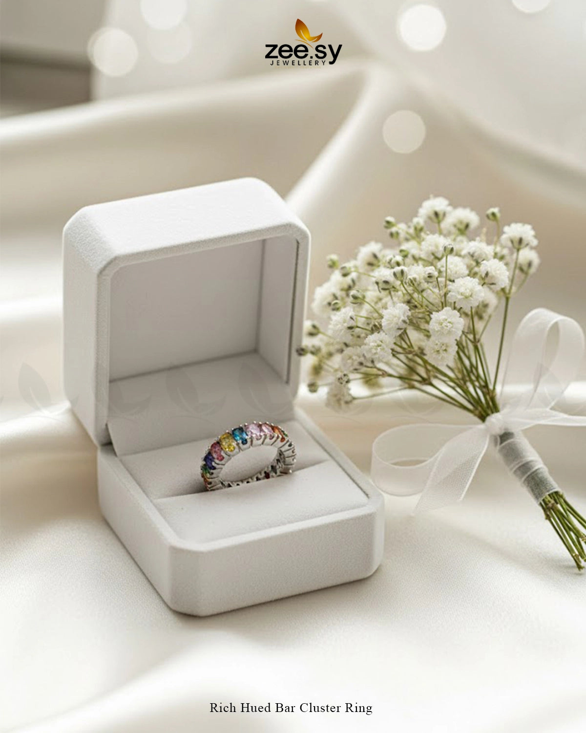 Rich Hued Bar Cluster Ring - Zeesy Jewellery