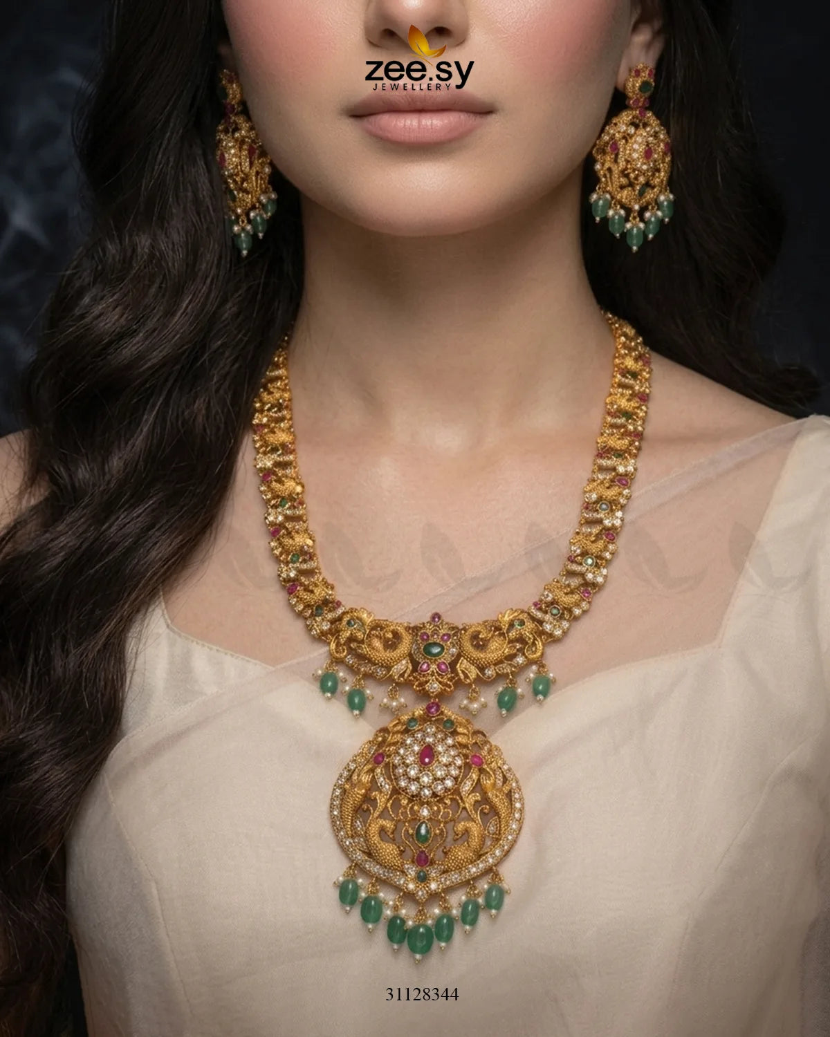 Richy Bloom Golden Necklace Set Necklace Sets - Zeesy Jewellery Pakistan | Premium Artificial & Imitation Jewellery