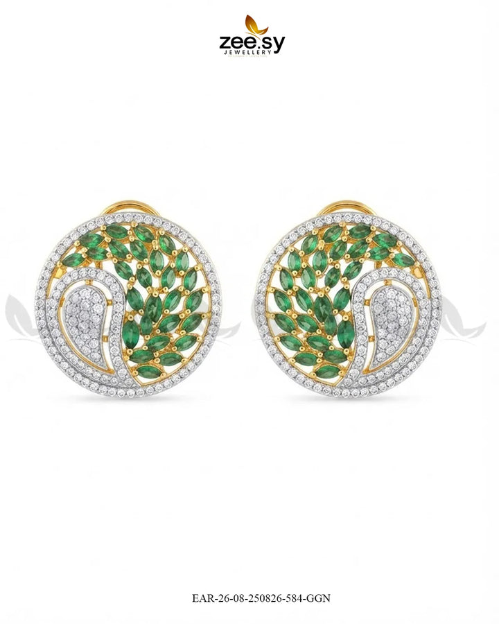 Ripple Pave Zircon Earrings - Golden Earrings - Zeesy Jewellery Pakistan | Premium Artificial & Imitation Jewellery