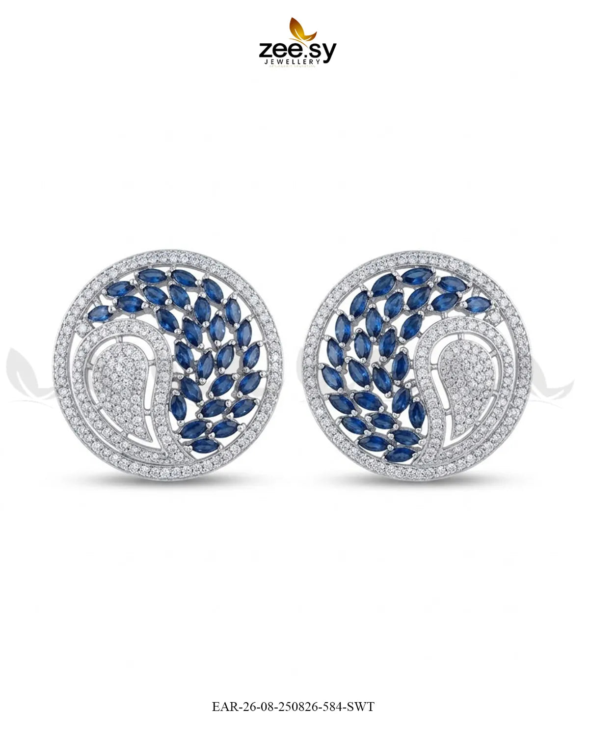 Ripple Pave Zircon Earrings - Silver Earrings - Zeesy Jewellery Pakistan | Premium Artificial & Imitation Jewellery