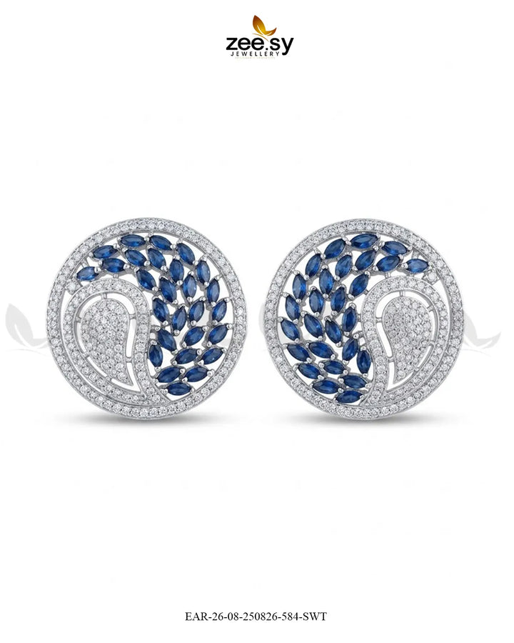 Ripple Pave Zircon Earrings - Silver Earrings - Zeesy Jewellery Pakistan | Premium Artificial & Imitation Jewellery