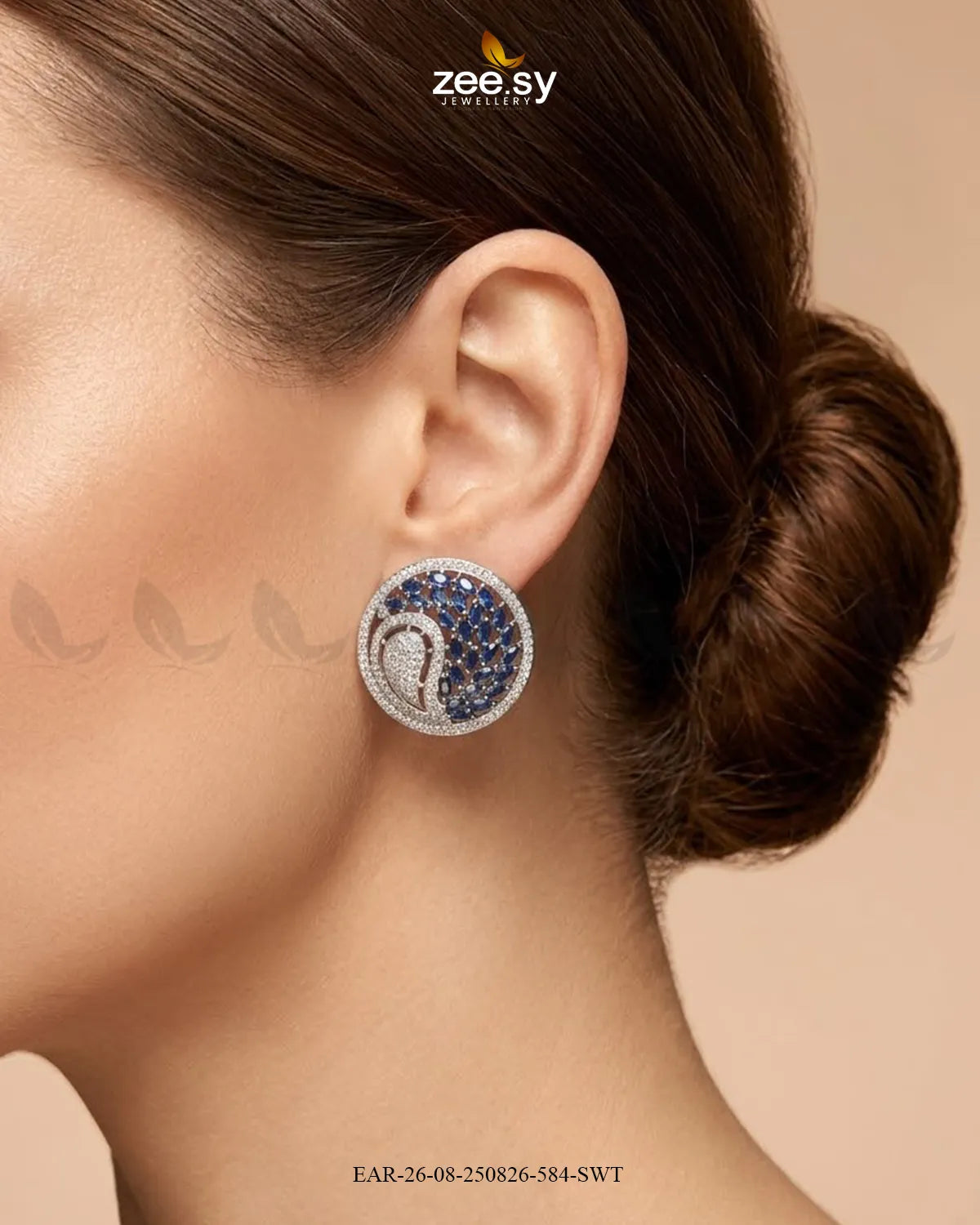 Ripple Pave Zircon Earrings - Silver Earrings - Zeesy Jewellery Pakistan | Premium Artificial & Imitation Jewellery