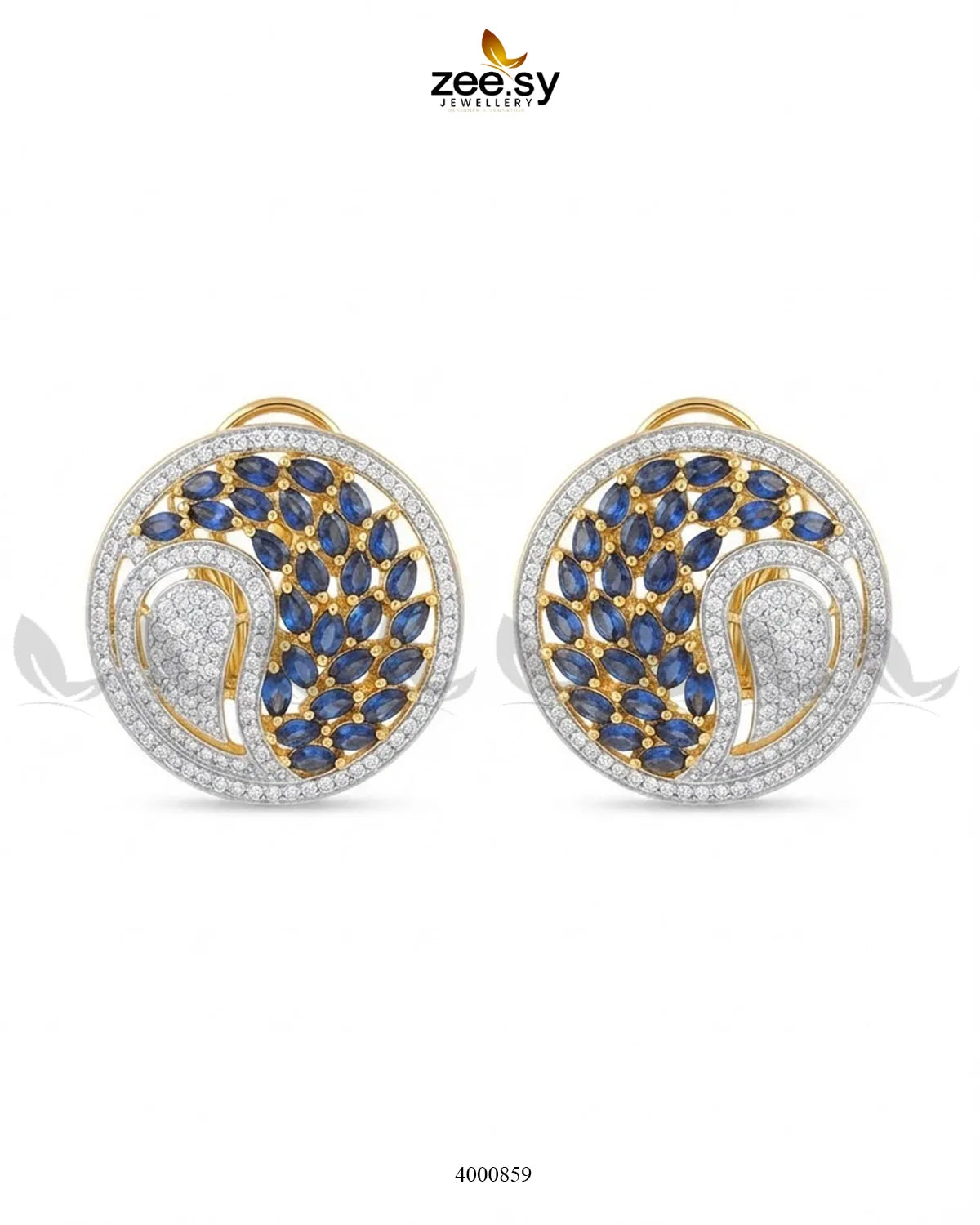 Ripple Pave Zircon Earrings - Golden Earrings - Zeesy Jewellery Pakistan | Premium Artificial & Imitation Jewellery