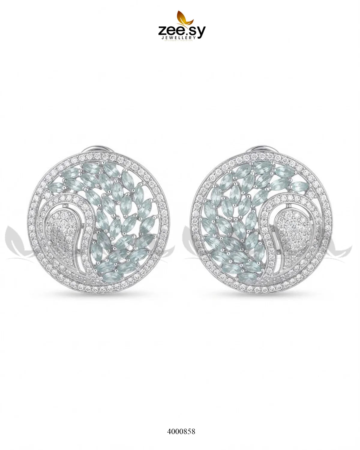 Ripple Pave Zircon Earrings - Golden Earrings - Zeesy Jewellery Pakistan | Premium Artificial & Imitation Jewellery
