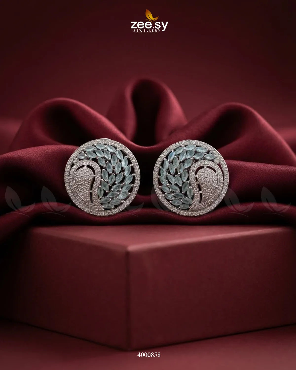 Ripple Pave Zircon Earrings - Golden Earrings - Zeesy Jewellery Pakistan | Premium Artificial & Imitation Jewellery