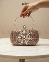 Rose Petal Crystal Clutch Bag - Zeesy Jewellery