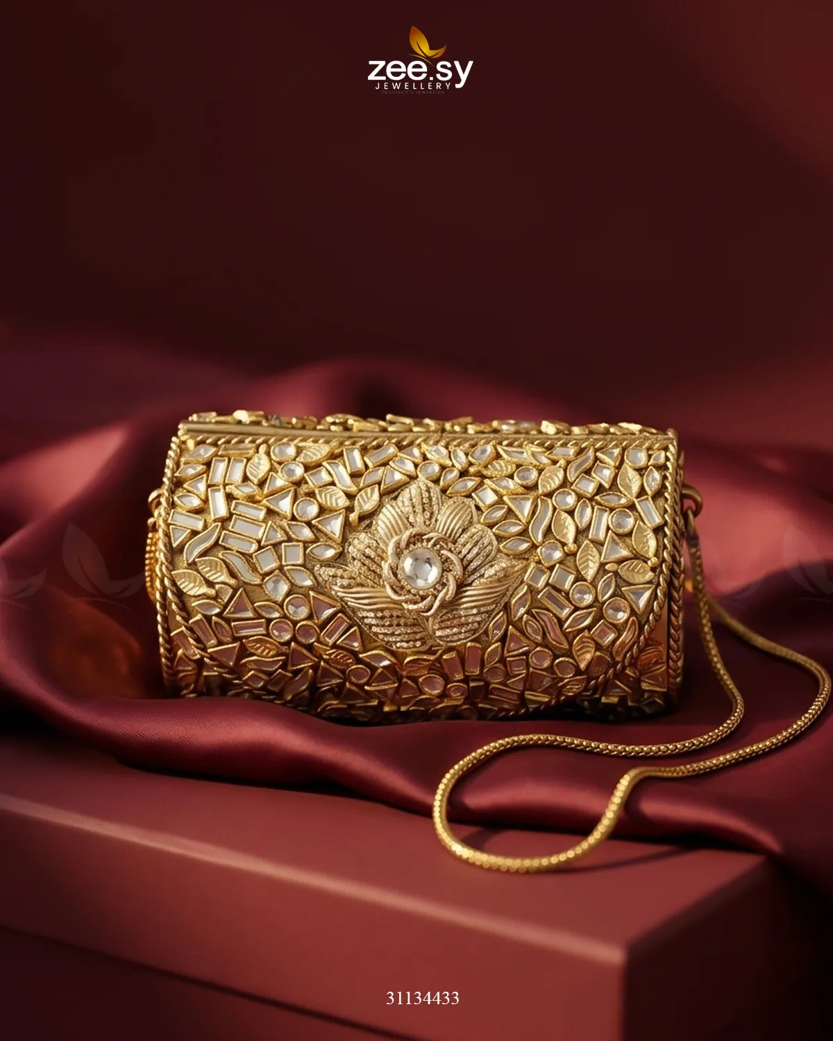 Roseate Crystal Bloom Clutch Bag ACCESSORIES - Zeesy Jewellery Pakistan | Premium Artificial & Imitation Jewellery