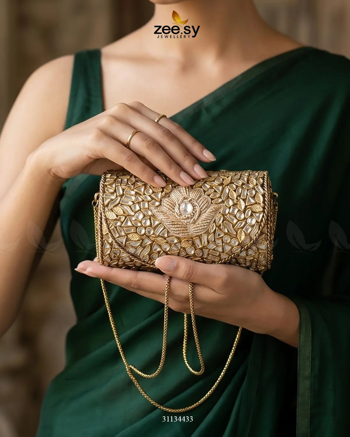 Roseate Crystal Bloom Clutch Bag ACCESSORIES - Zeesy Jewellery Pakistan | Premium Artificial & Imitation Jewellery
