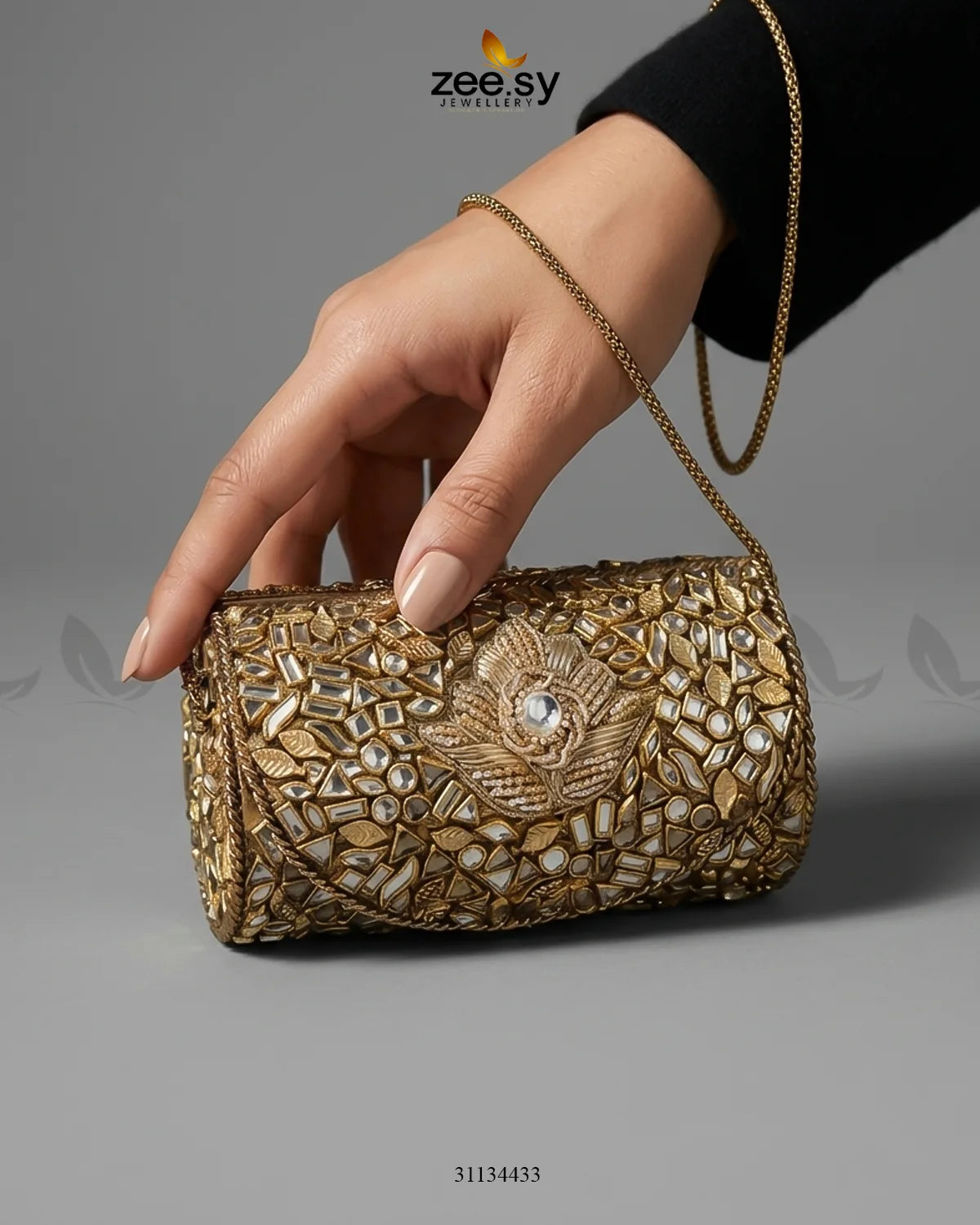 Roseate Crystal Bloom Clutch Bag ACCESSORIES - Zeesy Jewellery Pakistan | Premium Artificial & Imitation Jewellery