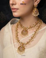 Roseate Teardrop Pearl Malla Set Malla Necklace - Zeesy Jewellery Pakistan | Premium Artificial & Imitation Jewellery