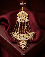 Roshan Pearl Kundan Jhumar Golden Red jhumar - Zeesy Jewellery Pakistan | Premium Artificial & Imitation Jewellery