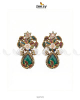 Roszir Pearl Drop Earrings Green - Zeesy Jewellery