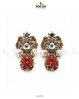 Roszir Pearl Drop Earrings Ruby - Zeesy Jewellery