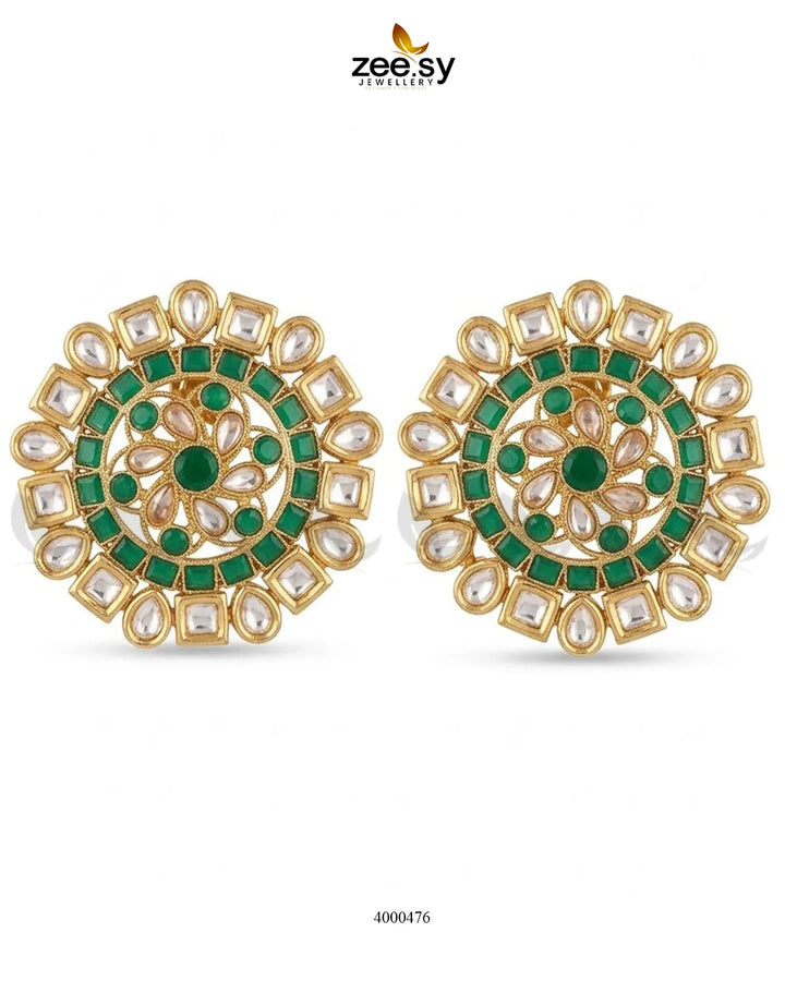 Round Filigree Kundan Earrings