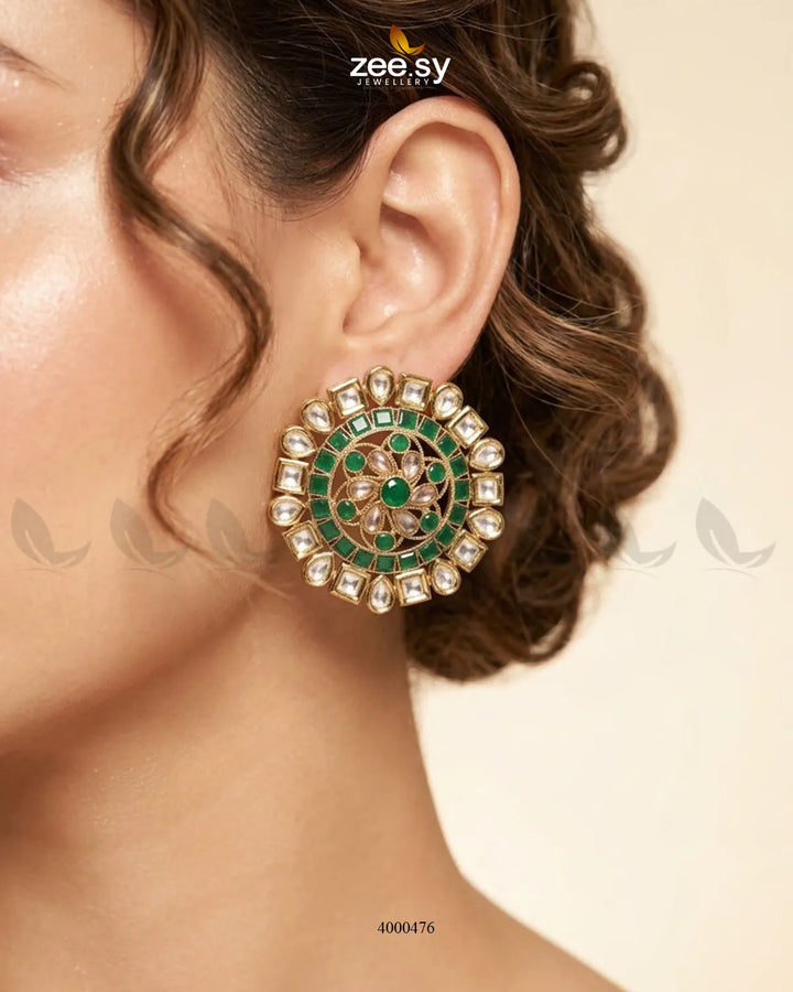 Round Filigree Kundan Earrings