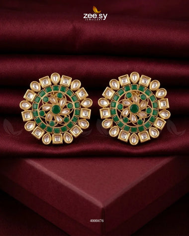 Round Filigree Kundan Earrings
