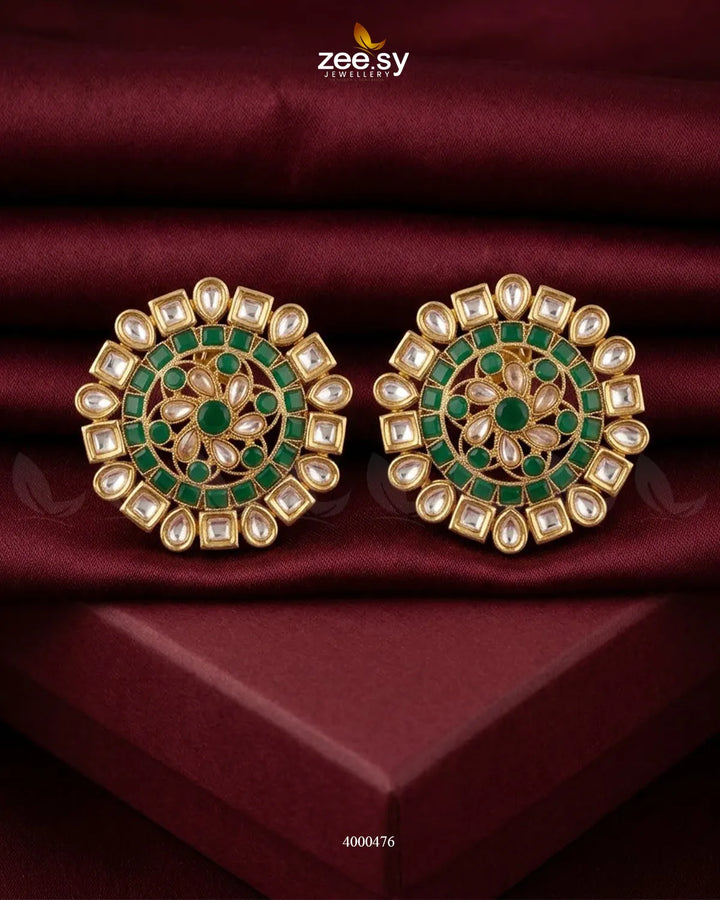 Round Filigree Kundan Earrings