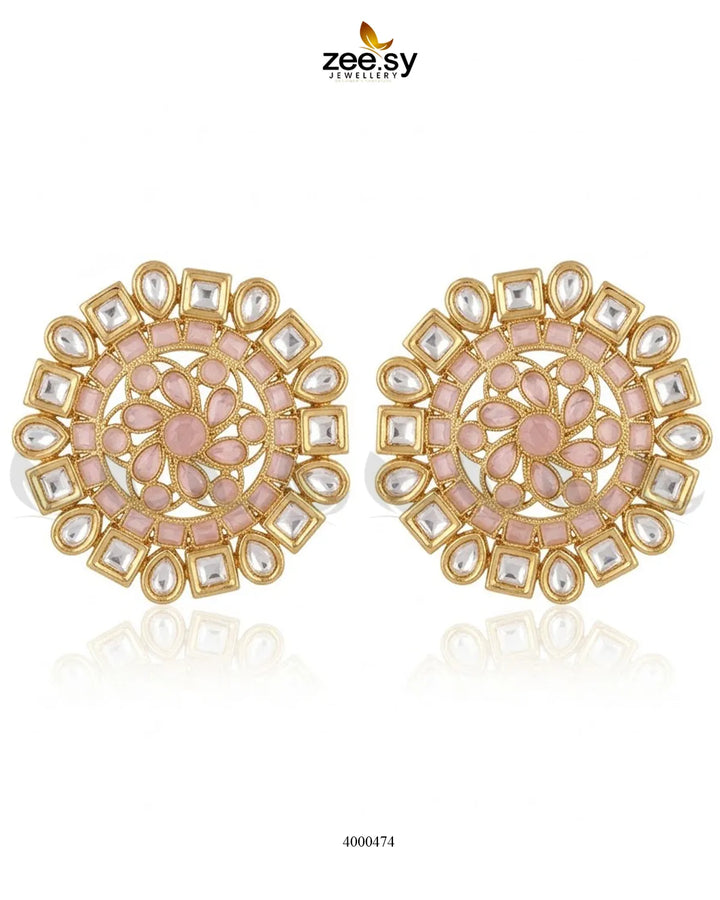 Round Filigree Kundan Earrings