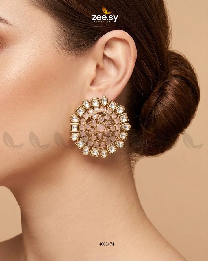 Round Filigree Kundan Earrings