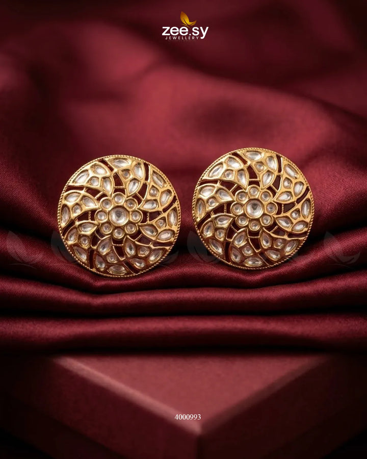 Round Filigree Kundan Studs Earrings