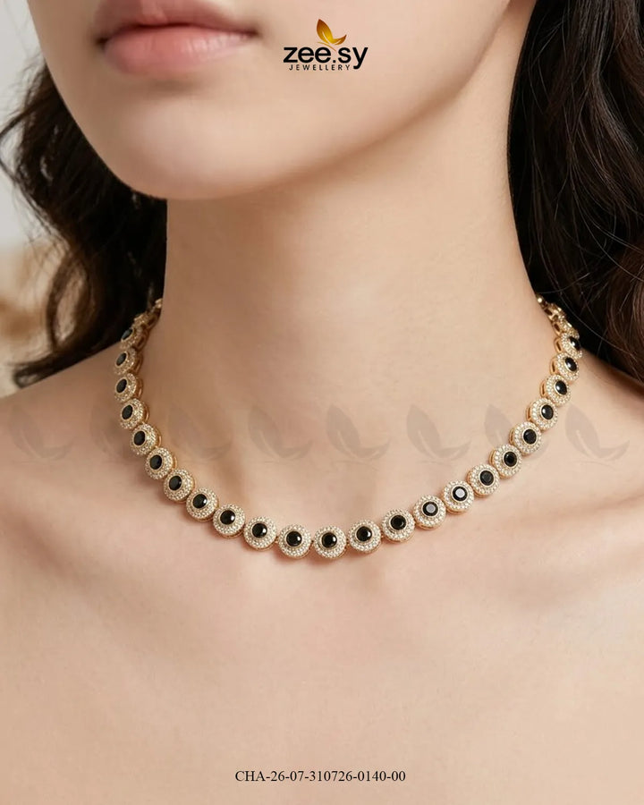 Round Solitaire Halo Tennis Chain