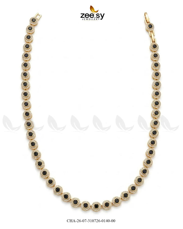 Round Solitaire Halo Tennis Chain