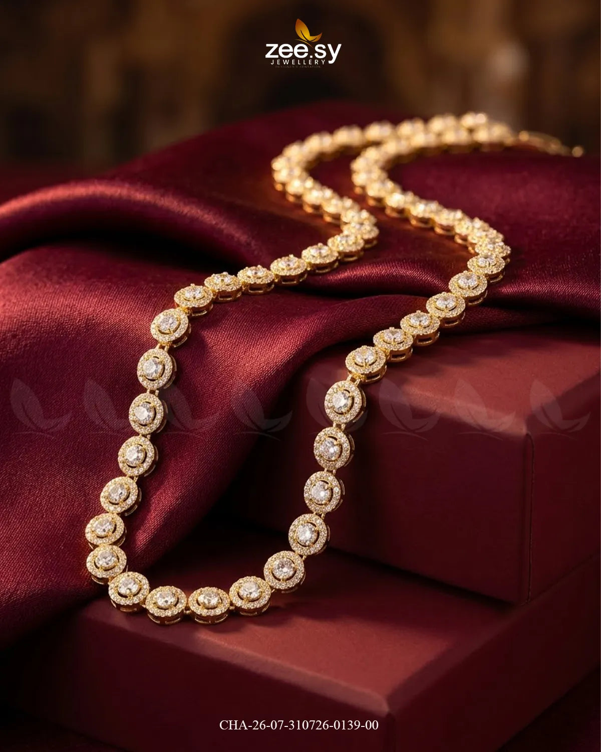 Round Solitaire Halo Tennis Chain