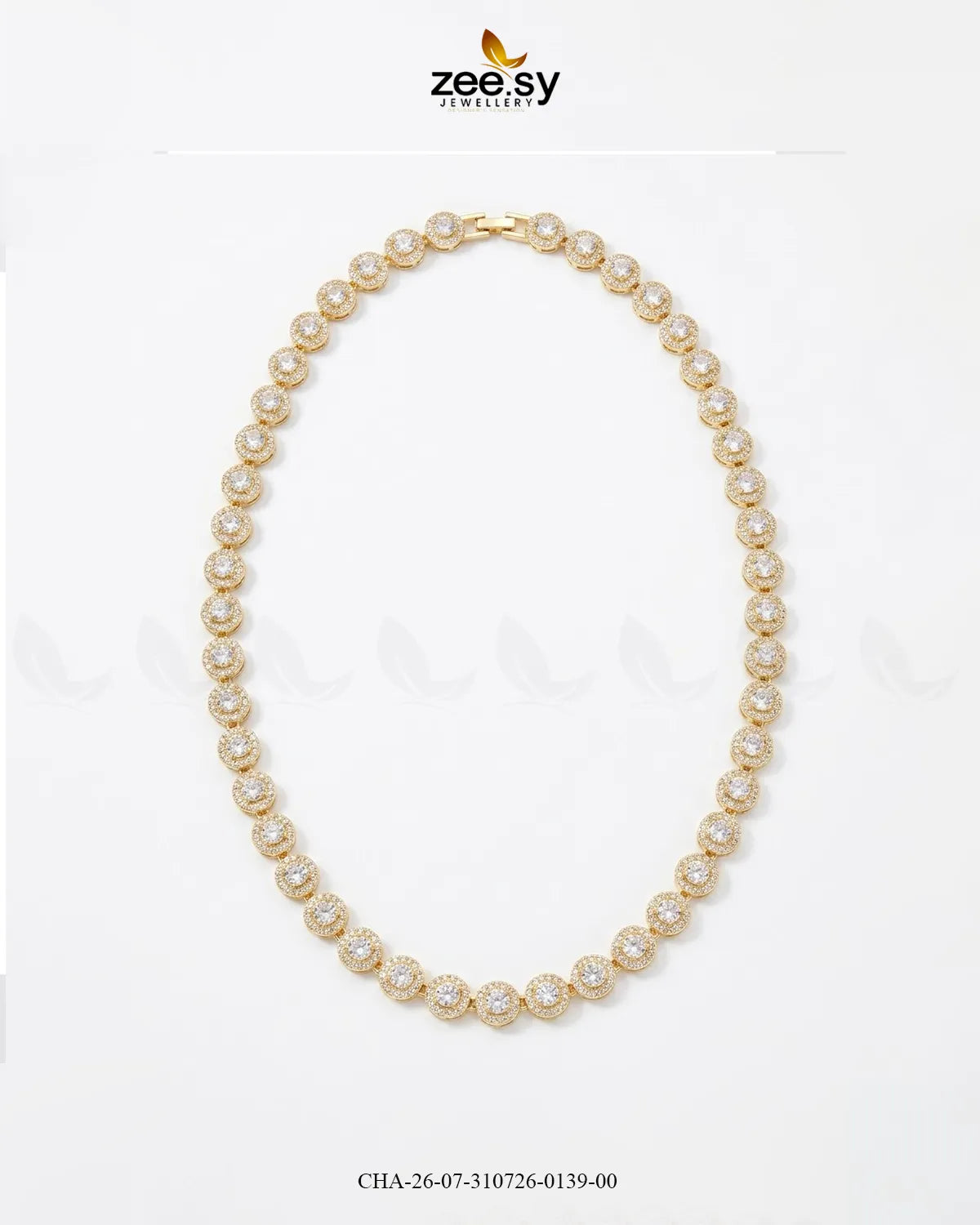 Round Solitaire Halo Tennis Chain