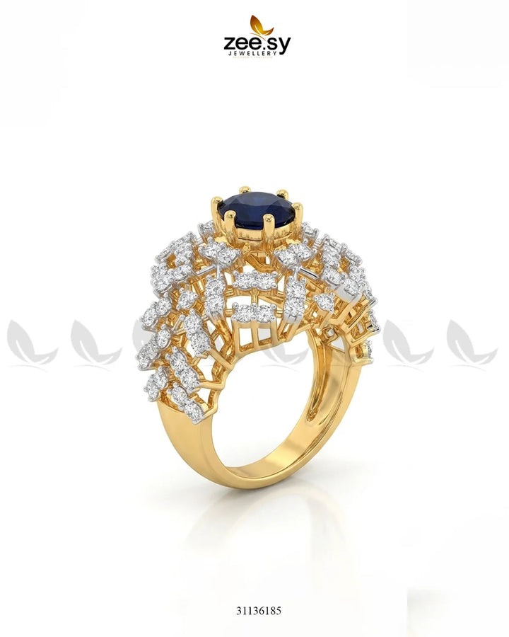 Royal Azure Cluster Ring Finger Ring - Zeesy Jewellery Pakistan | Premium Artificial & Imitation Jewellery