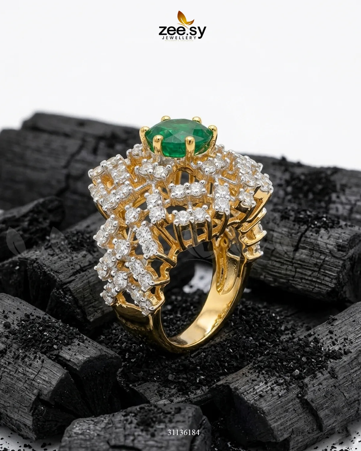 Royal Azure Cluster Ring Finger Ring - Zeesy Jewellery Pakistan | Premium Artificial & Imitation Jewellery