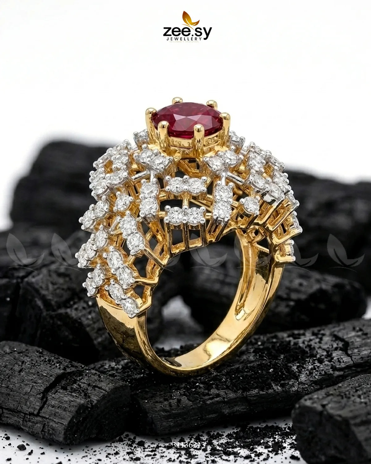 Royal Azure Cluster Ring Finger Ring - Zeesy Jewellery Pakistan | Premium Artificial & Imitation Jewellery