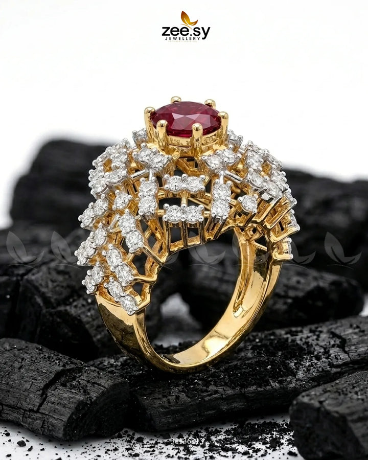 Royal Azure Cluster Ring Finger Ring - Zeesy Jewellery Pakistan | Premium Artificial & Imitation Jewellery