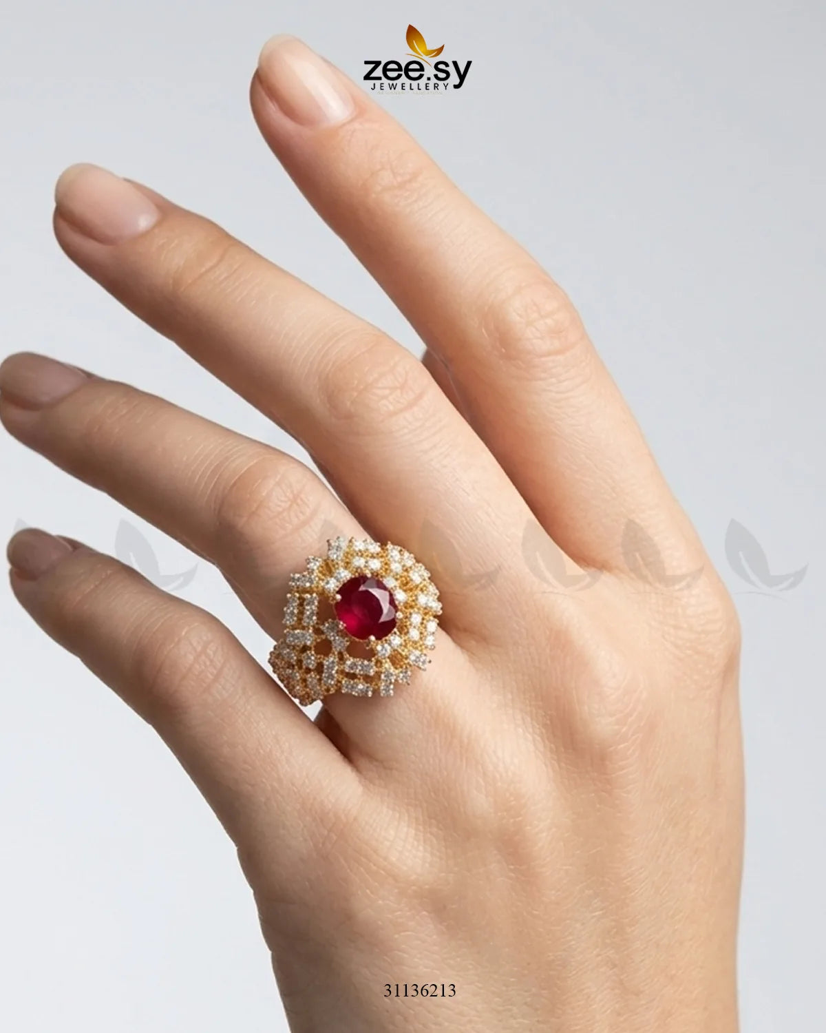 Royal Azure Cluster Ring Finger Ring - Zeesy Jewellery Pakistan | Premium Artificial & Imitation Jewellery