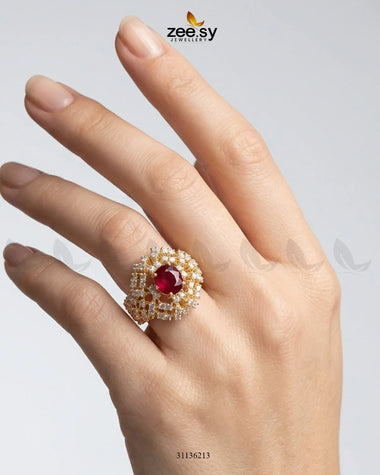 Royal Azure Cluster Ring Finger Ring - Zeesy Jewellery Pakistan | Premium Artificial & Imitation Jewellery