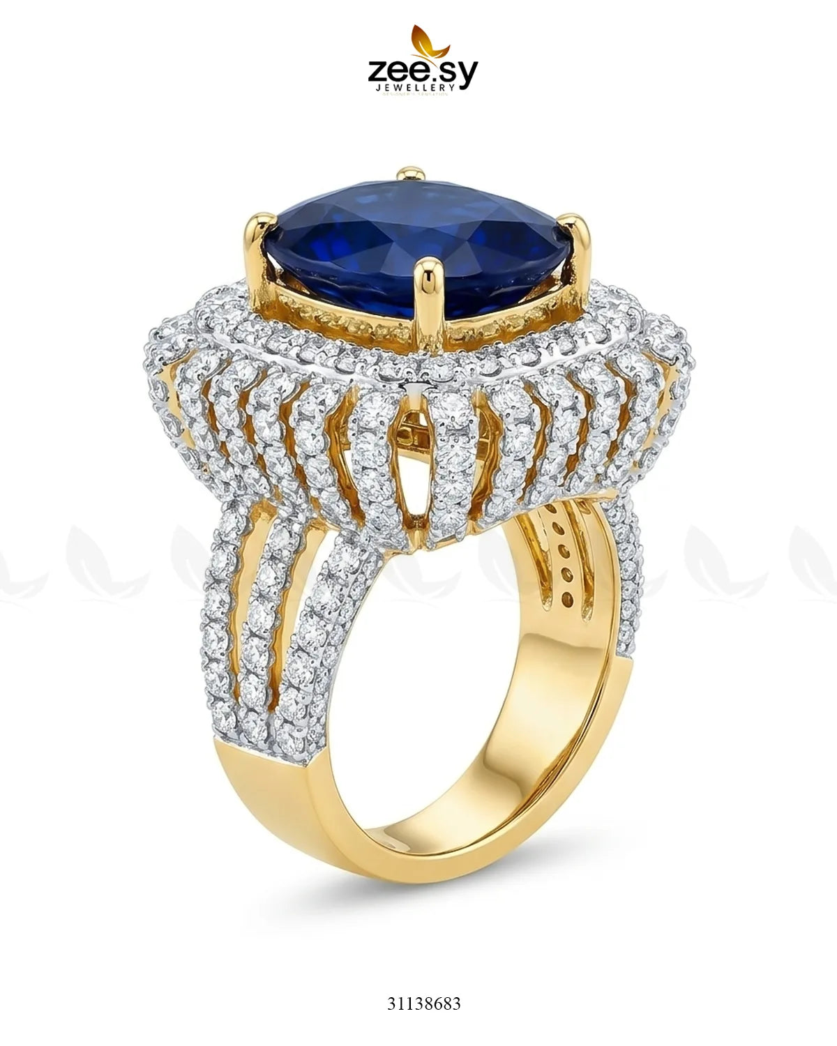 Royal Azure Halo Ring Finger Ring - Zeesy Jewellery Pakistan | Premium Artificial & Imitation Jewellery