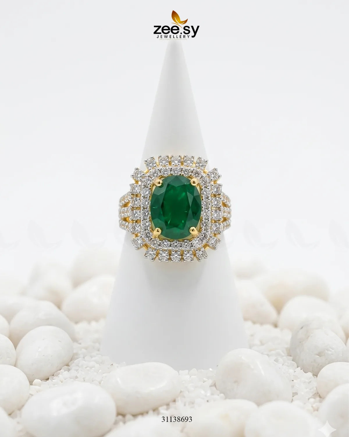 Royal Azure Halo Ring Finger Ring - Zeesy Jewellery Pakistan | Premium Artificial & Imitation Jewellery