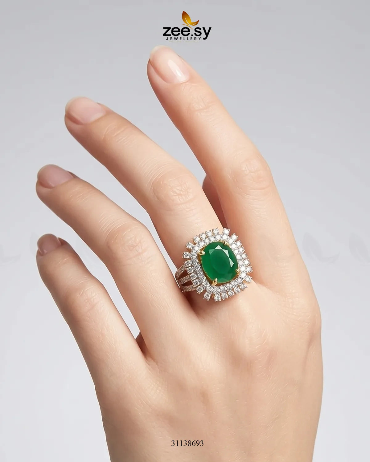 Royal Azure Halo Ring Finger Ring - Zeesy Jewellery Pakistan | Premium Artificial & Imitation Jewellery
