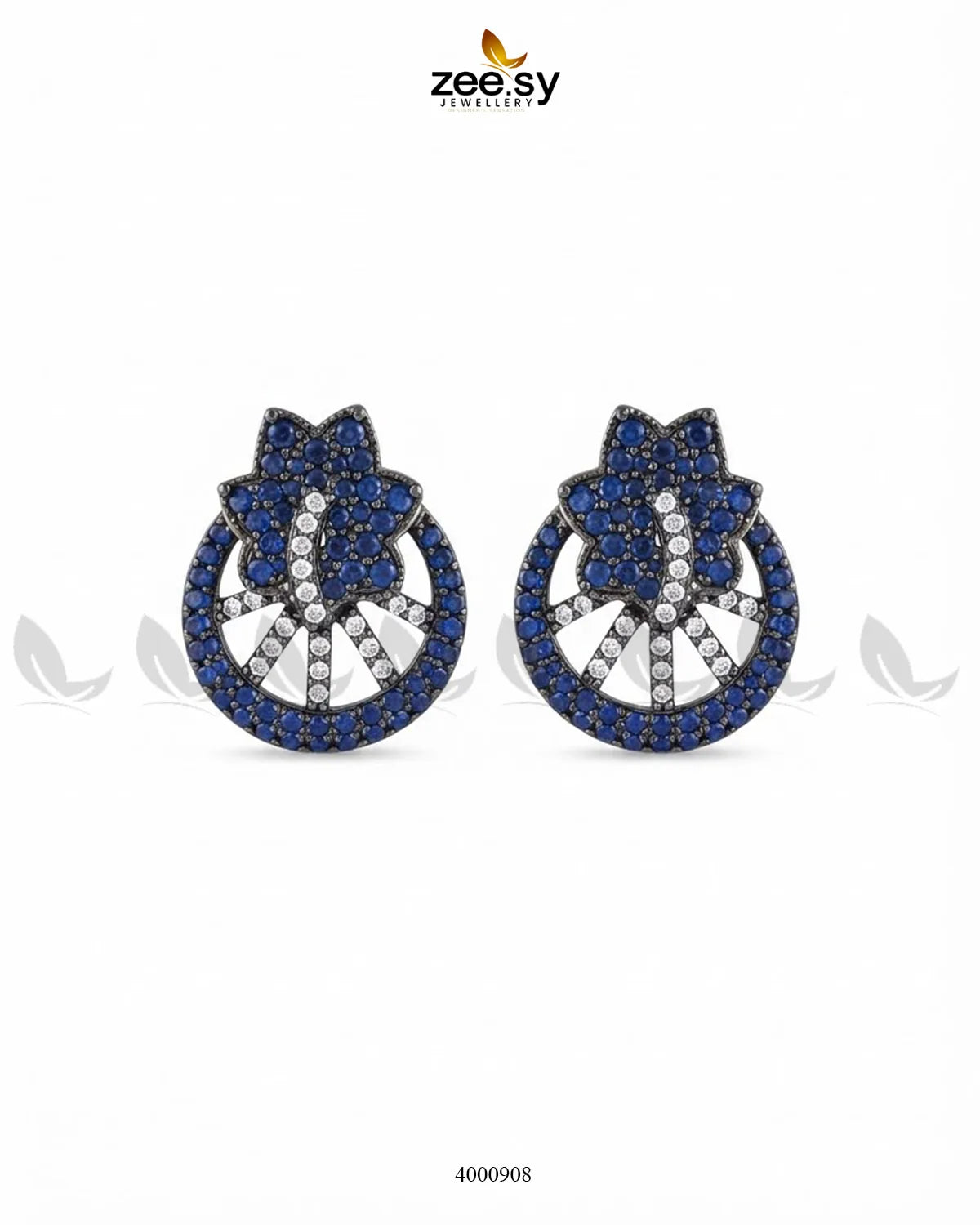 Royal Floral Zircon Earrings - Metallic Earrings - Zeesy Jewellery Pakistan | Premium Artificial & Imitation Jewellery