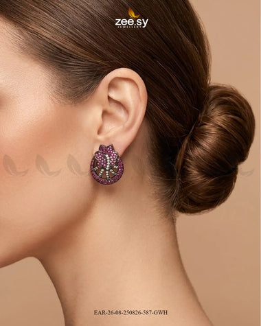 Royal Floral Zircon Earrings - Metallic Earrings - Zeesy Jewellery Pakistan | Premium Artificial & Imitation Jewellery