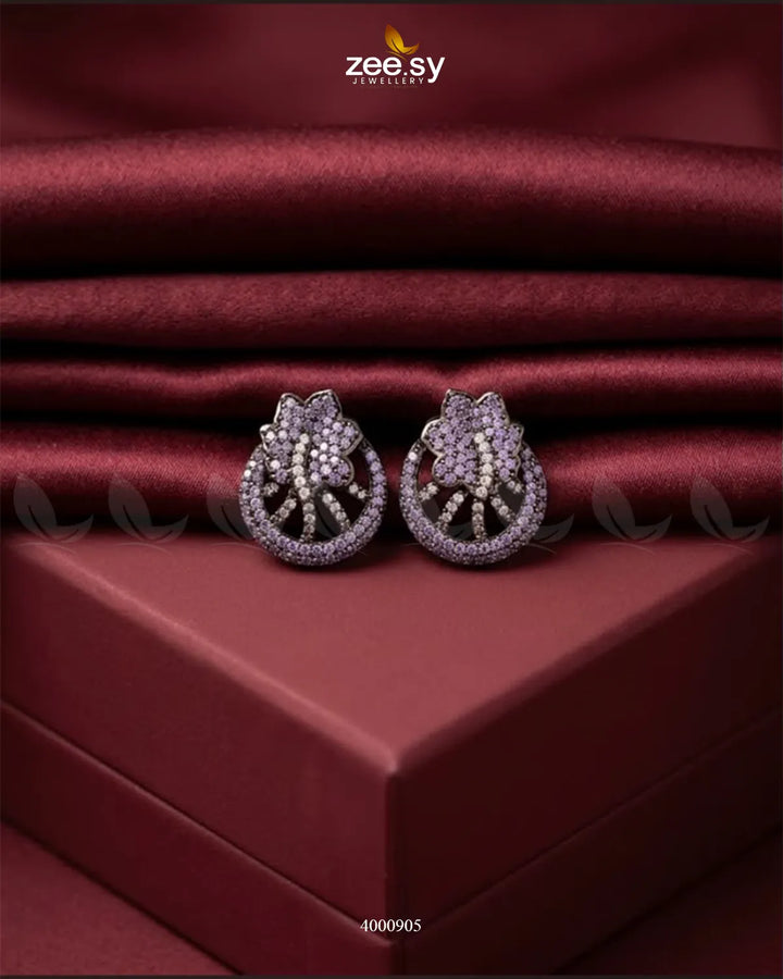 Royal Floral Zircon Earrings - Metallic Earrings - Zeesy Jewellery Pakistan | Premium Artificial & Imitation Jewellery