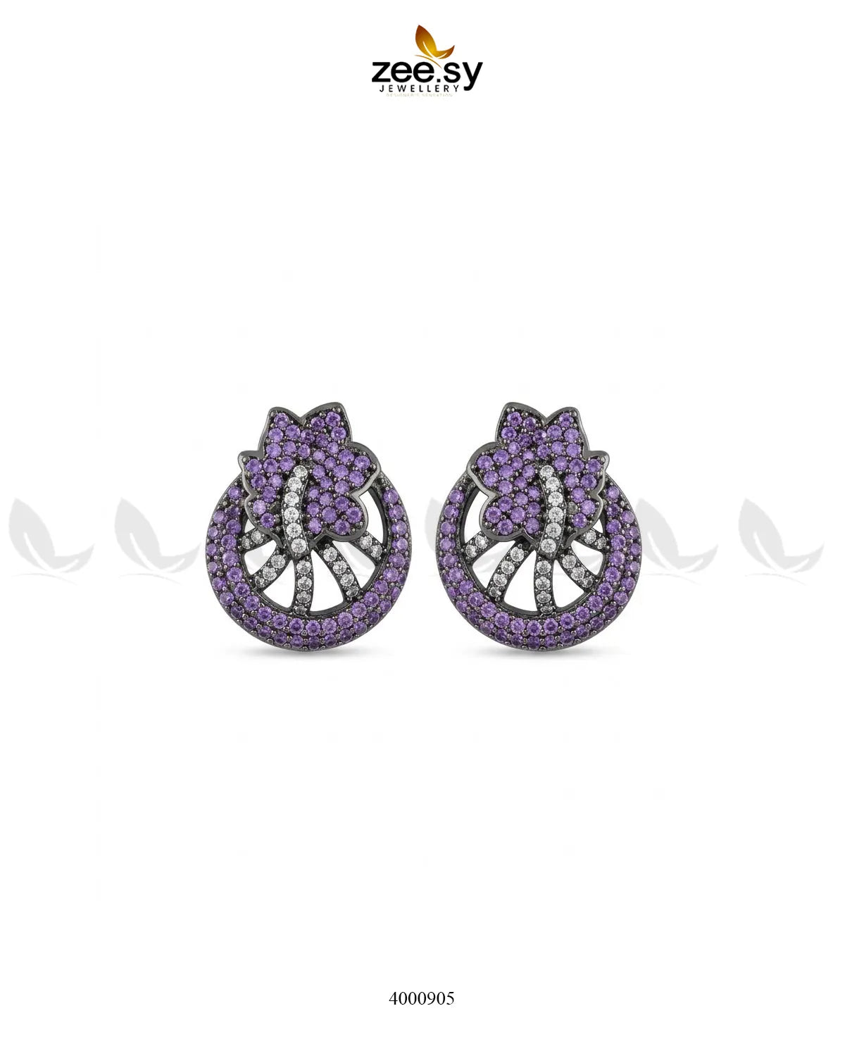 Royal Floral Zircon Earrings - Metallic Earrings - Zeesy Jewellery Pakistan | Premium Artificial & Imitation Jewellery