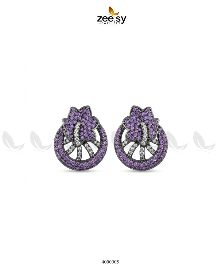 Royal Floral Zircon Earrings - Metallic Earrings - Zeesy Jewellery Pakistan | Premium Artificial & Imitation Jewellery