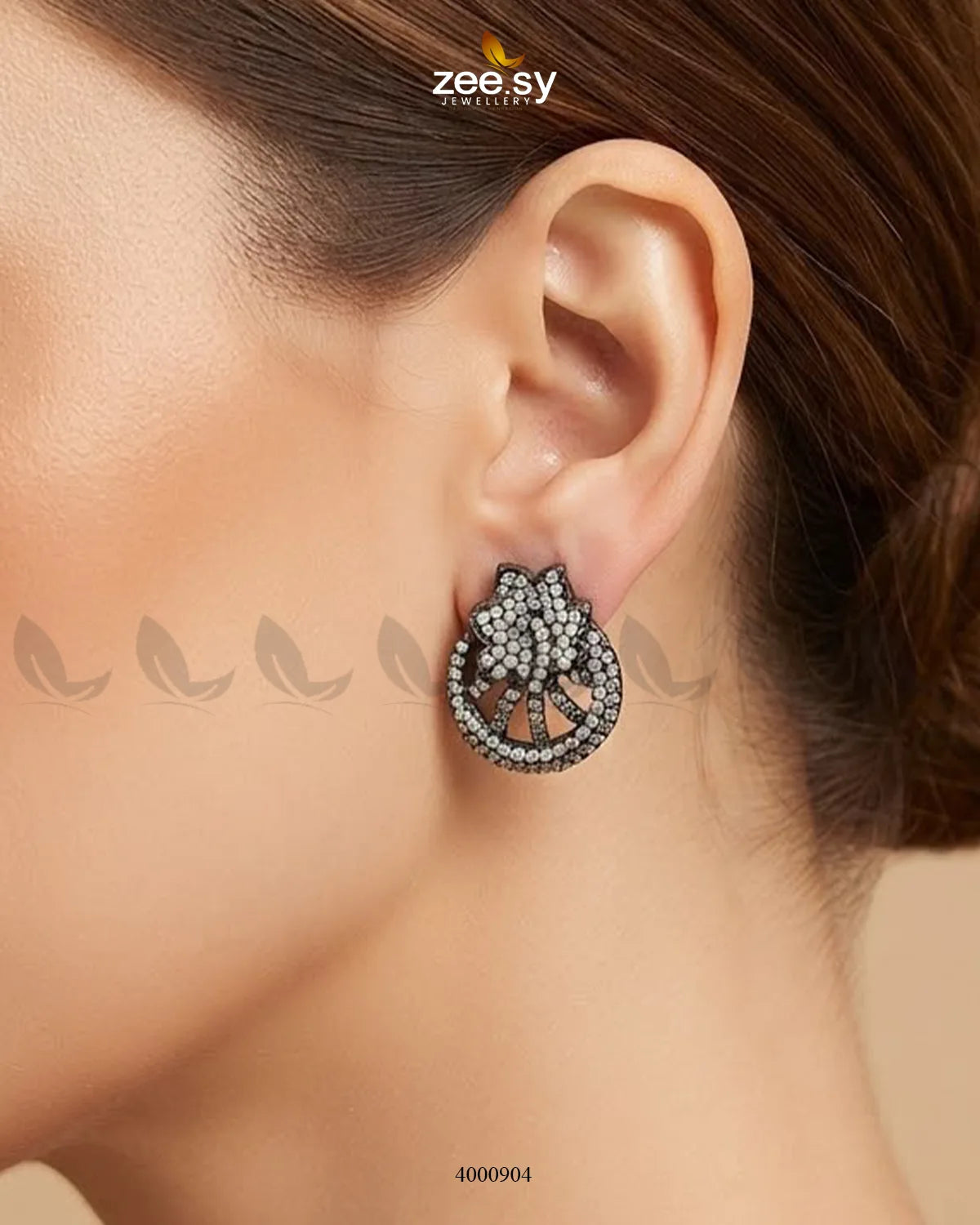 Royal Floral Zircon Earrings - Metallic Earrings - Zeesy Jewellery Pakistan | Premium Artificial & Imitation Jewellery